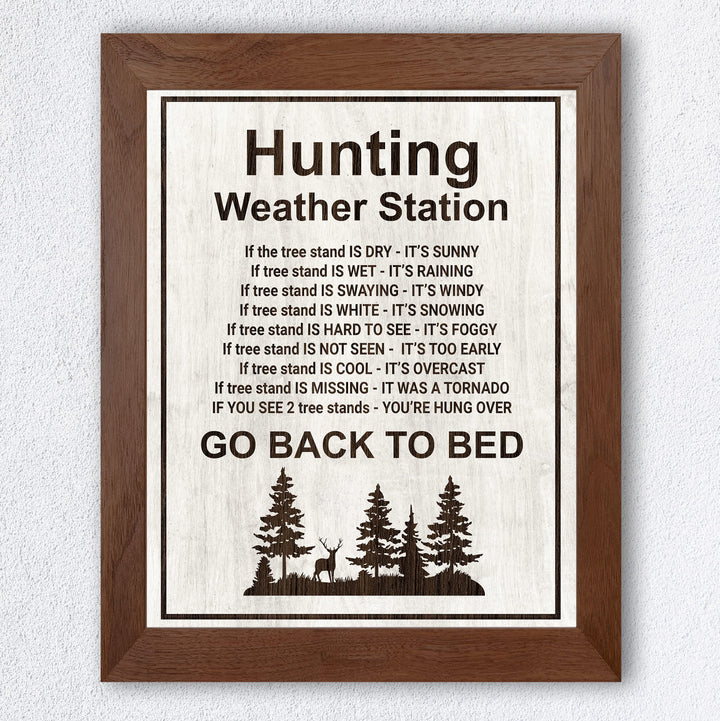 Hunting Weather Station-Funny Hunt Season Wall Sign -8 x 10" Country Rustic Art Print -Ready to Frame. Perfect Wall Decoration for Home-Lodge-Man Cave-Cabin-Outdoors Decor. Fun Gift for Hunters!