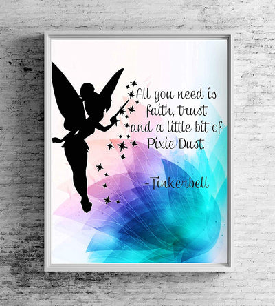 Tinkerbell Quotes-"Faith, Trust, & Pixie Dust"-8 x 10"