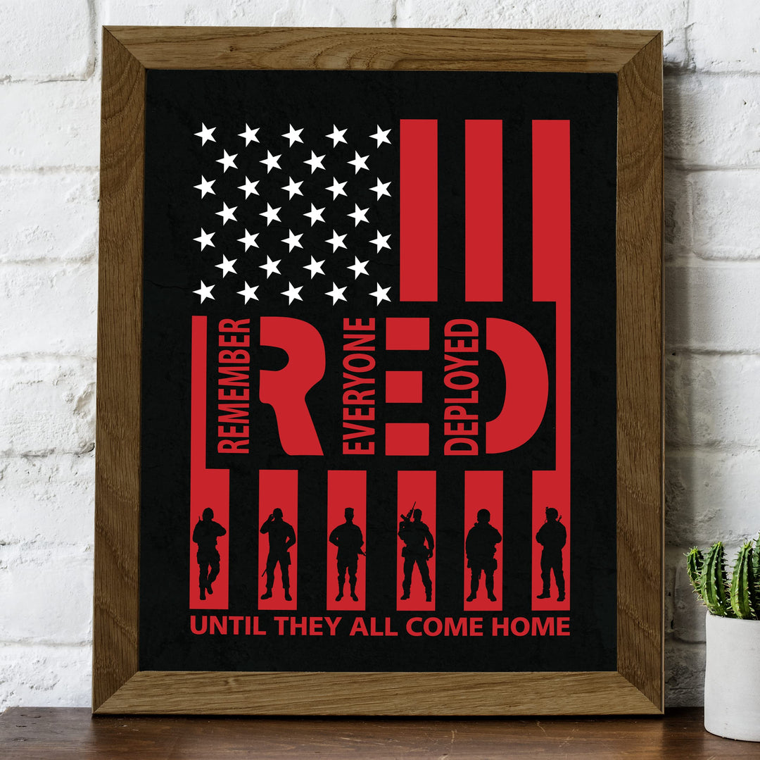 Remember Everyone Deployed Patriotic Military Wall Decor -8 x 10" American Flag USA Poster Print-Ready to Frame. Home-Office-School-Man Cave Decor. Great Sign to Show Patriotism and Respect!