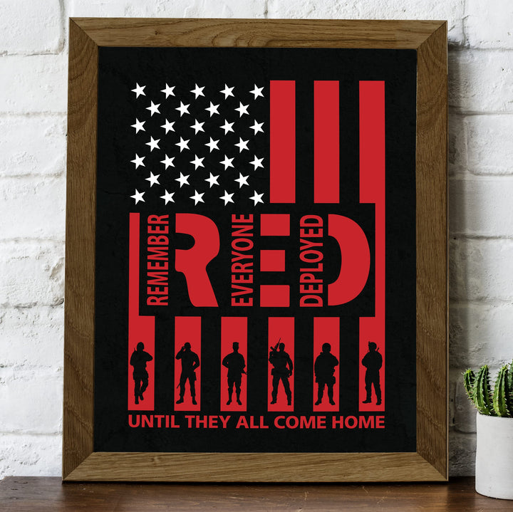 Remember Everyone Deployed Patriotic Military Wall Decor -8 x 10" American Flag USA Poster Print-Ready to Frame. Home-Office-School-Man Cave Decor. Great Sign to Show Patriotism and Respect!