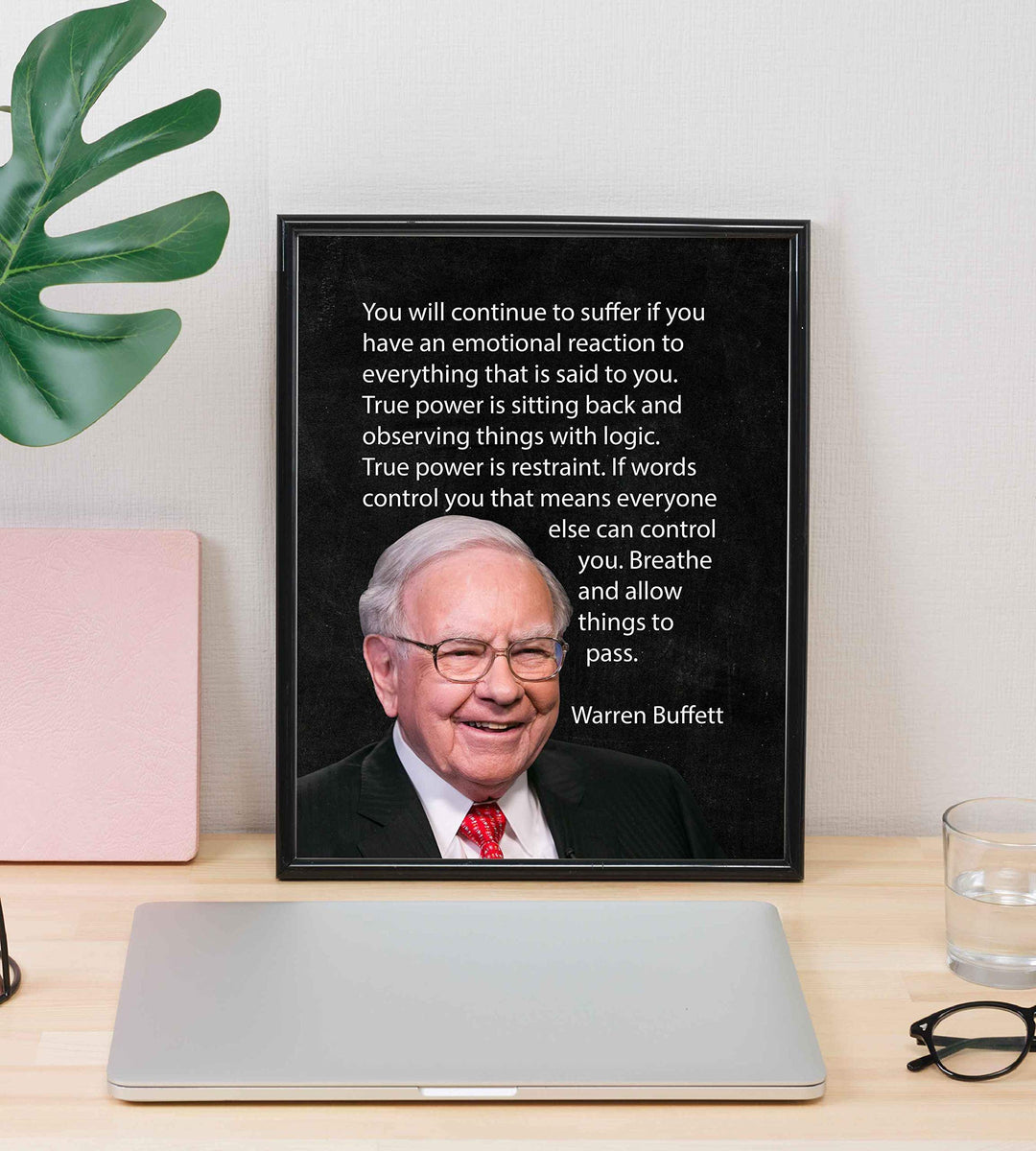 Warren Buffett Quotes-"True Power Is Observing Things With Logic"- 8 x 10" Motivational Wall Art Print-Ready to Frame. Vintage Home-Office-Classroom D?cor. Perfect Gift to inspire Self-Improvement.