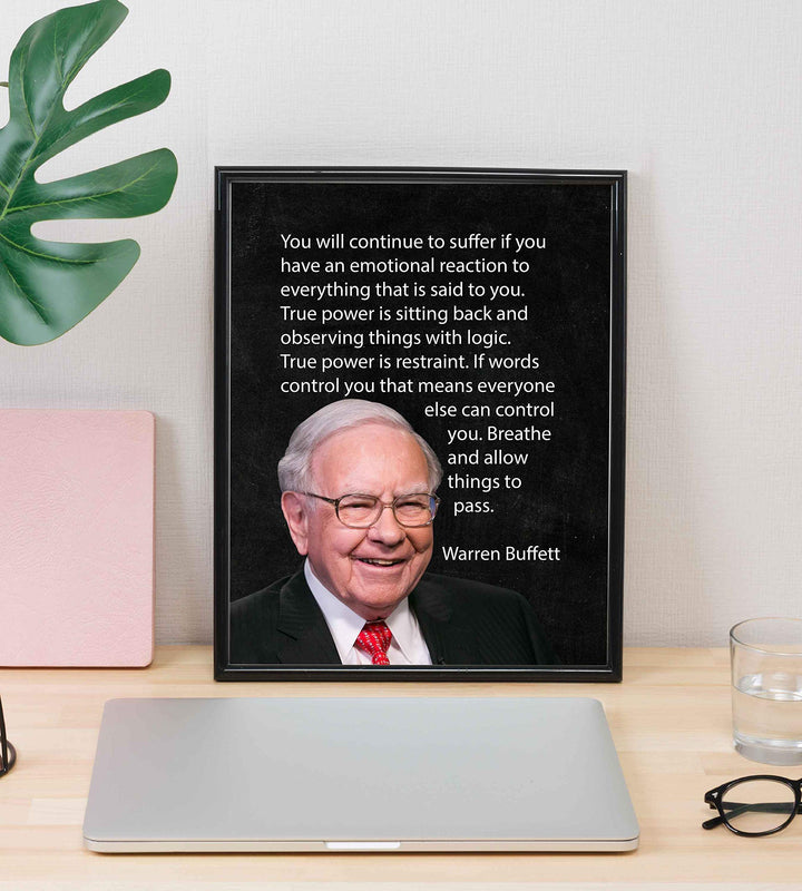 Warren Buffett Quotes-"True Power Is Observing Things With Logic"- 8 x 10" Motivational Wall Art Print-Ready to Frame. Vintage Home-Office-Classroom D?cor. Perfect Gift to inspire Self-Improvement.
