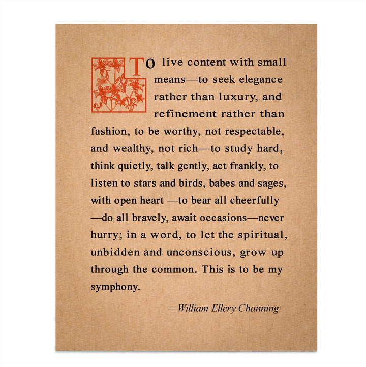 William Ellery Channing-"This Is To Be My Symphony"-Inspirational Poem Page Print- 8 x 10" Distressed Poetic Wall Art-Ready to Frame. Home-Office-Study-School Decor. Great Gift for Poetry Fans!