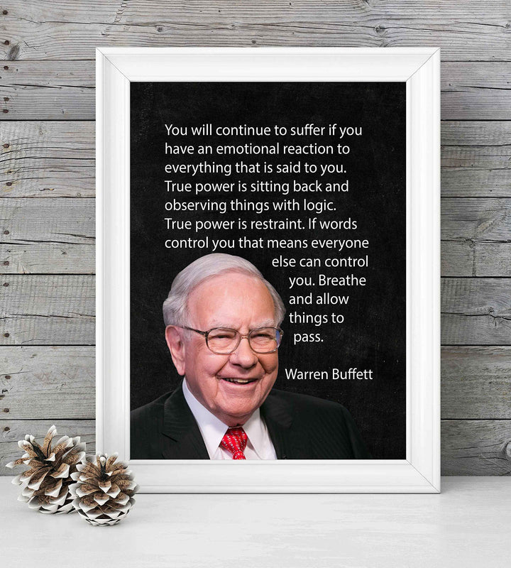 Warren Buffett Quotes-"True Power Is Observing Things With Logic"- 8 x 10" Motivational Wall Art Print-Ready to Frame. Vintage Home-Office-Classroom D?cor. Perfect Gift to inspire Self-Improvement.