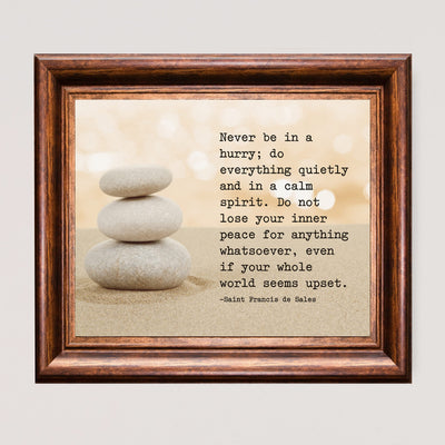 Do Not Lose Your Inner Peace Motivational Quotes Wall Sign -10 x 8" Inspirational Balancing Stones in Sand Art Print -Ready to Frame. Spiritual Home-Office-School-Zen Decor. Perfect Life Lesson!