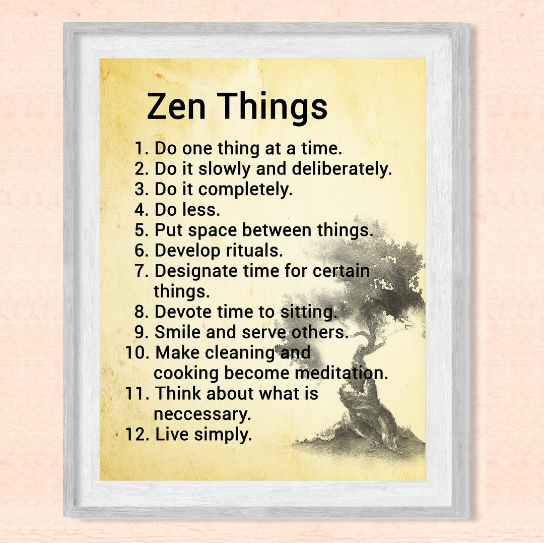 Zen Things - Live Simply Spiritual Quotes Wall Art- 8 x 10" Inspirational Meditation Print -Ready to Frame. Motivational Decor for Home-Yoga Studio-Office. Great Positive Decoration for All!