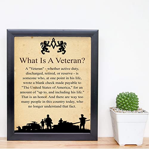 "What Is A Veteran"-Patriotic Wall Art Sign -8 x 10"