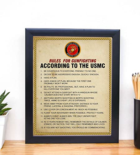 "Rules for Gunfighting According to the USMC"-U.S. Marine Corps Wall Art- 8 x 10"