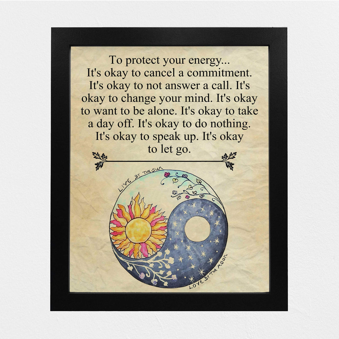 Protect Yourself- Live &amp; Love- Inspirational Wall Art- 8 x 10" Poster Print-Ready to Frame. Modern Zen, Parchment Print Design Decor for Home, Bedroom, Office &amp; Studio. It&