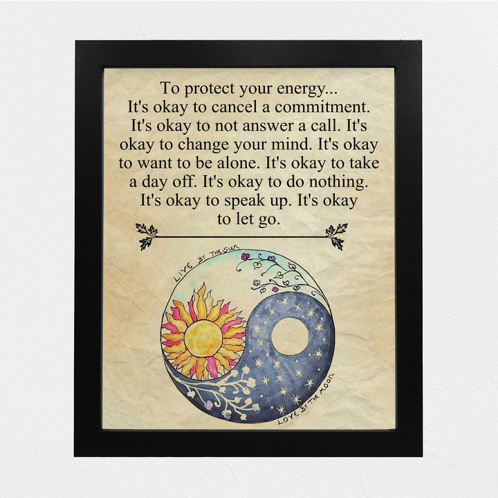 Protect Yourself- Live &amp; Love- Inspirational Wall Art- 8 x 10" Poster Print-Ready to Frame. Modern Zen, Parchment Print Design Decor for Home, Bedroom, Office &amp; Studio. It&