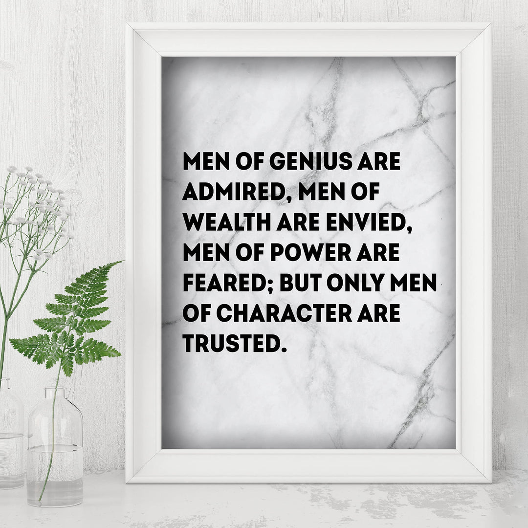 Men of Character Are Trusted Motivational Wall Art -8 x 10" Typographic Man Cave Print -Ready to Frame. Inspirational Home-Office-Men&