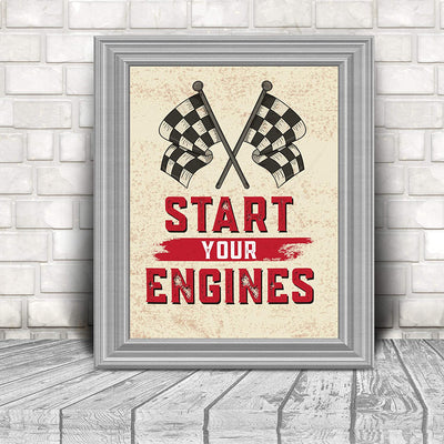 "Start Your Engines" Racing Poster Print- 8 x 10"