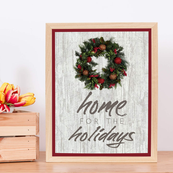 Home for the Holidays Rustic Holiday Wall Art Sign -11 x 14" Christmas Song Art Print -Ready to Frame. Typographic Home-Welcome-Kitchen-Farmhouse Decor. Merry Decoration for All! Printed on Paper.