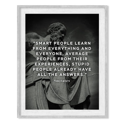 Socrates Quotes -"Smart People Learn From Everything" Motivational Quote Wall Art Print -8 x 10"-Ready to Frame. Inspirational Home-Office-School-Library-Political Decor. Great Gift for Motivation!