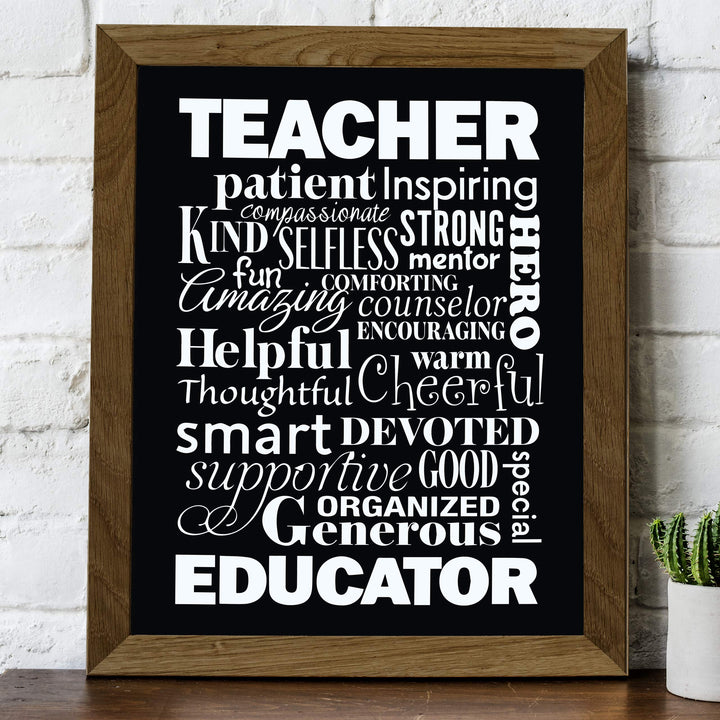 The Perfect Teacher-Educator Inspirational Wall Print- 8 x 10" Beautifully Designed Modern Typographic Word Art-Ready to Frame. Motivational Home-Office-Classroom Decor. Great Gift of Appreciation!