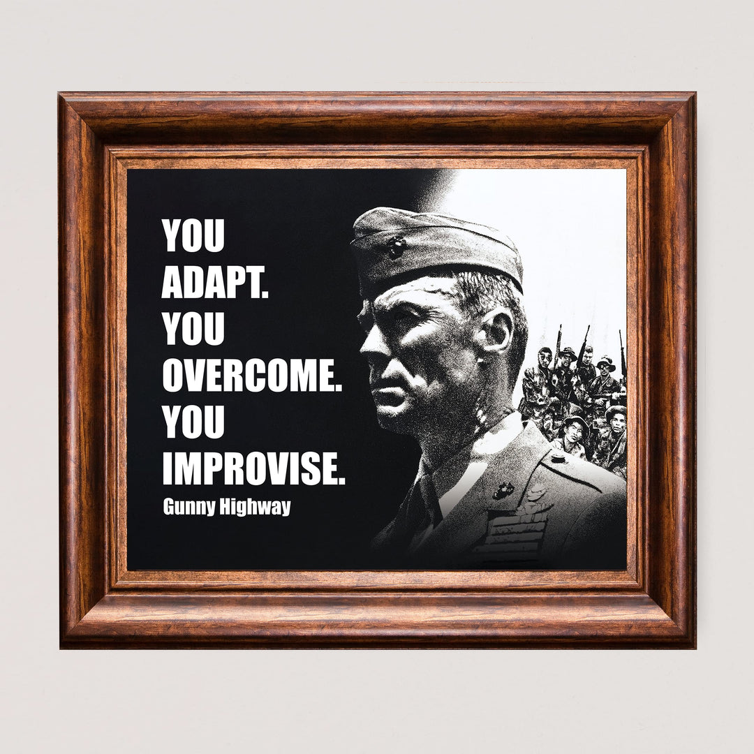You Adapt-Improvise-Overcome Heartbreak Ridge- Movie Poster Print- 8 x 10" Wall Art-Ready to Frame. Western Movies Decor for Home-Office-Cave-Bar. Collectible for Military &amp; Clint Eastwood Fans.