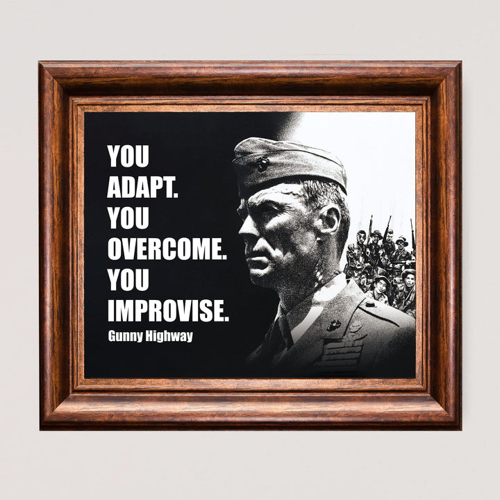 You Adapt-Improvise-Overcome Heartbreak Ridge- Movie Poster Print- 8 x 10" Wall Art-Ready to Frame. Western Movies Decor for Home-Office-Cave-Bar. Collectible for Military &amp; Clint Eastwood Fans.