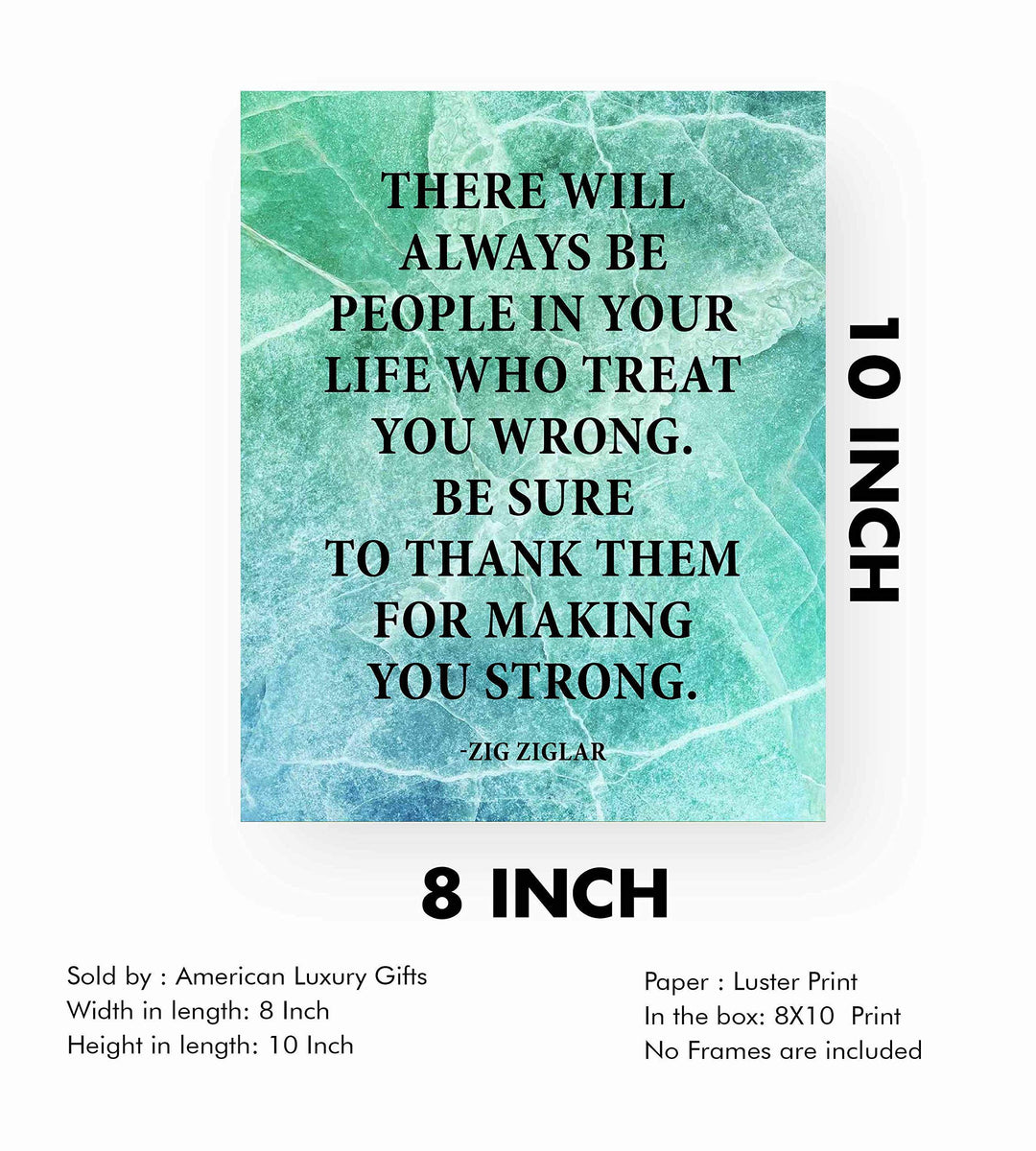 Zig Ziglar Quote-"Thank Them For Making You Strong"-Life Quotes Wall Art-8x10" Inspirational Typographic Print-Ready to Frame. Positive Home-Office-School Decor! Great Classroom Sign for Inspiration!