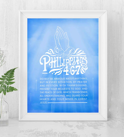 Philippians 4:6-7-"Do Not Be Anxious-Present Your Requests to God"-Bible Verse Wall Art-8 x 10" Scripture Poster Print-Ready To Frame. Christian Home-Office-Church D?cor. Great Reminder to Pray!