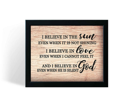 I Believe in God-Even When He Is Silent-Christian Wall Art Sign-10 x 8" Modern Spiritual Print-Ready to Frame. Inspirational Home-Office-Church Decor. Great Religious Gift. Display Faith in God!