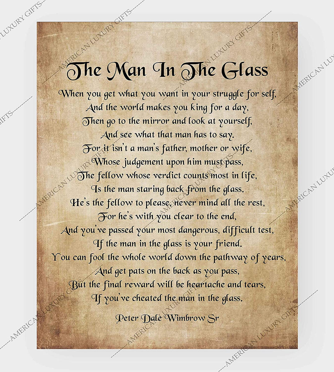 Peter Dale Wimbrow Sr.-"The Man In The Glass"- Inspirational Poem Page Print- 8 x 10"