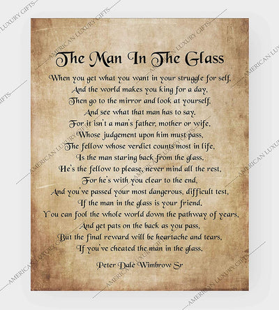 Peter Dale Wimbrow Sr.-"The Man In The Glass"- Inspirational Poem Page Print- 8 x 10"