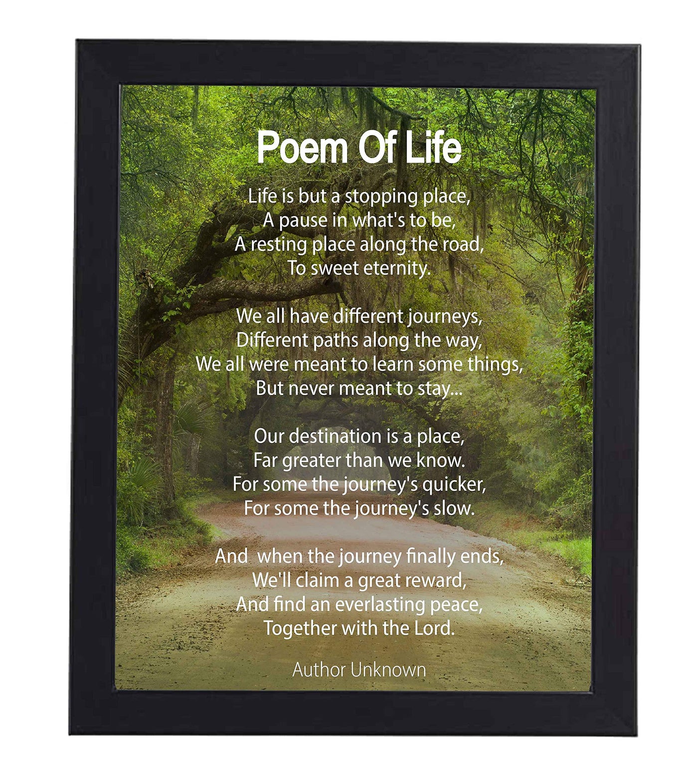 Poem Of Life Inspirational Christian Wall Art -8 x 10" Modern Typographic Poster Print-Ready to Frame. Spiritual Home-Office-Church Decor. Perfect Graduation Gift! Reminder-Life Is A Journey!