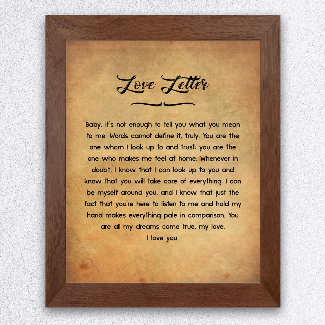 Love Letter- You Are My Everything- Wall Art Print-8 x 10" Wall Decor-Ready to Frame. Distressed Typographic Parchment Print for Home-Bedroom- Office Decor. Lifetime Gift For That Special Person.