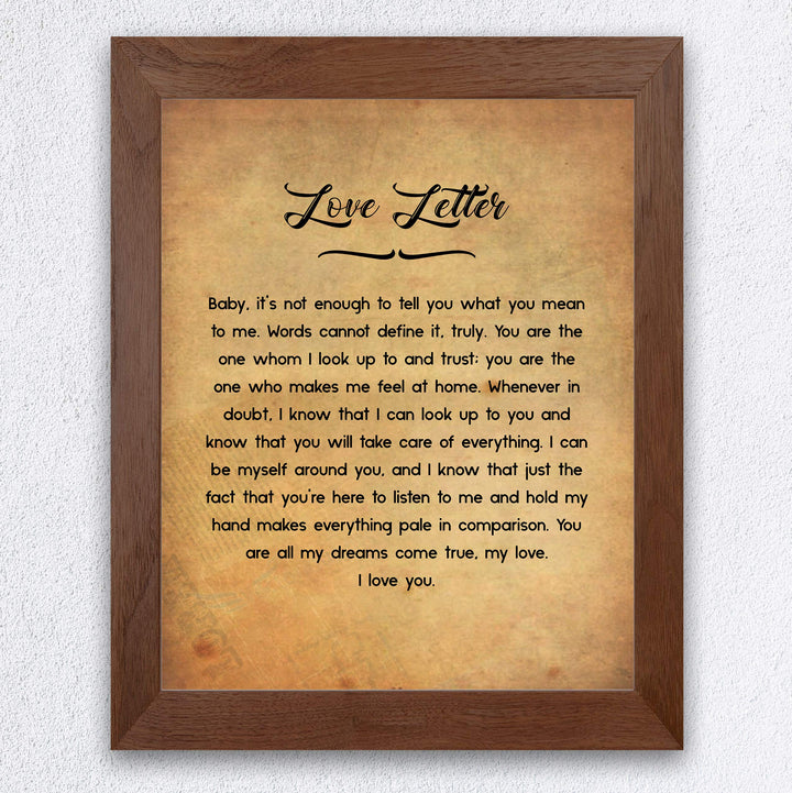 Love Letter- You Are My Everything- Wall Art Print-8 x 10" Wall Decor-Ready to Frame. Distressed Typographic Parchment Print for Home-Bedroom- Office Decor. Lifetime Gift For That Special Person.
