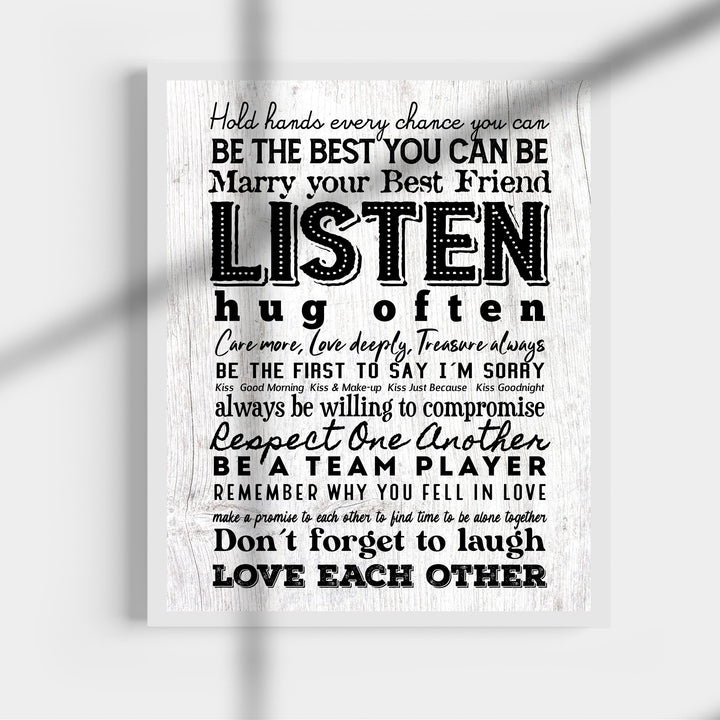 "Marry Your Best Friend" Love Quotes Wall Art Decor -11 x 14" Inspirational Marriage Poster Print-Ready to Frame. Romantic Wedding &amp; Anniversary Gift for Husband, Wife &amp; Newlyweds.