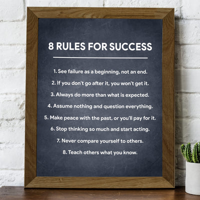 8 Rules for Success-Inspirational Life Quotes Wall Art -8 x 10" Fierce Motivational Wall Print-Ready to Frame. Home-Office-Studio-Dorm Decor. Perfect Desk & Cubicle Sign. Great Gift of Motivation!