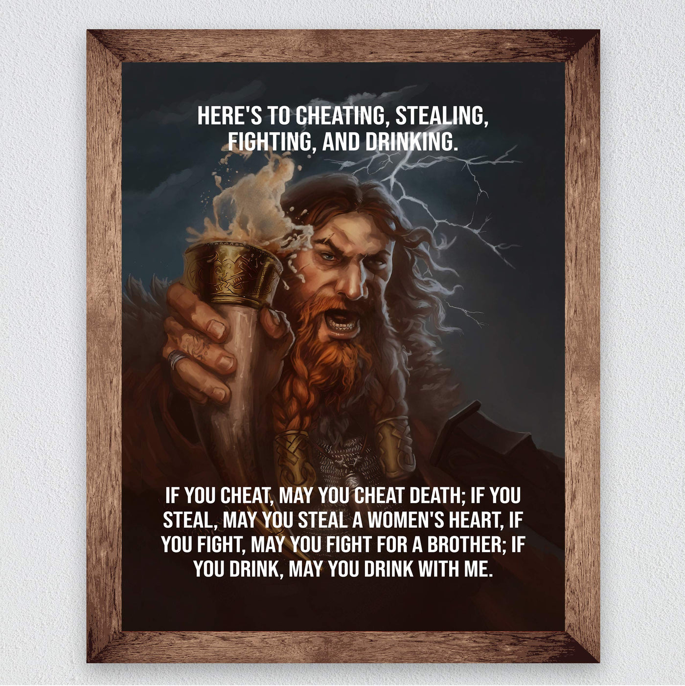 If You Drink, May You Drink With Me Funny Viking Sign -8 x 10" Rustic, Old World Wall Art Print-Ready to Frame. Nordic Drinking Sign for Home-Office-Bar-Man Cave-Pub Decor. Makes a Great Gift!