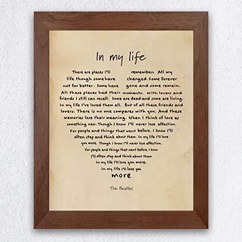 The Beatles" In My Life" Song Lyrics Wall Art- 8 x 10"