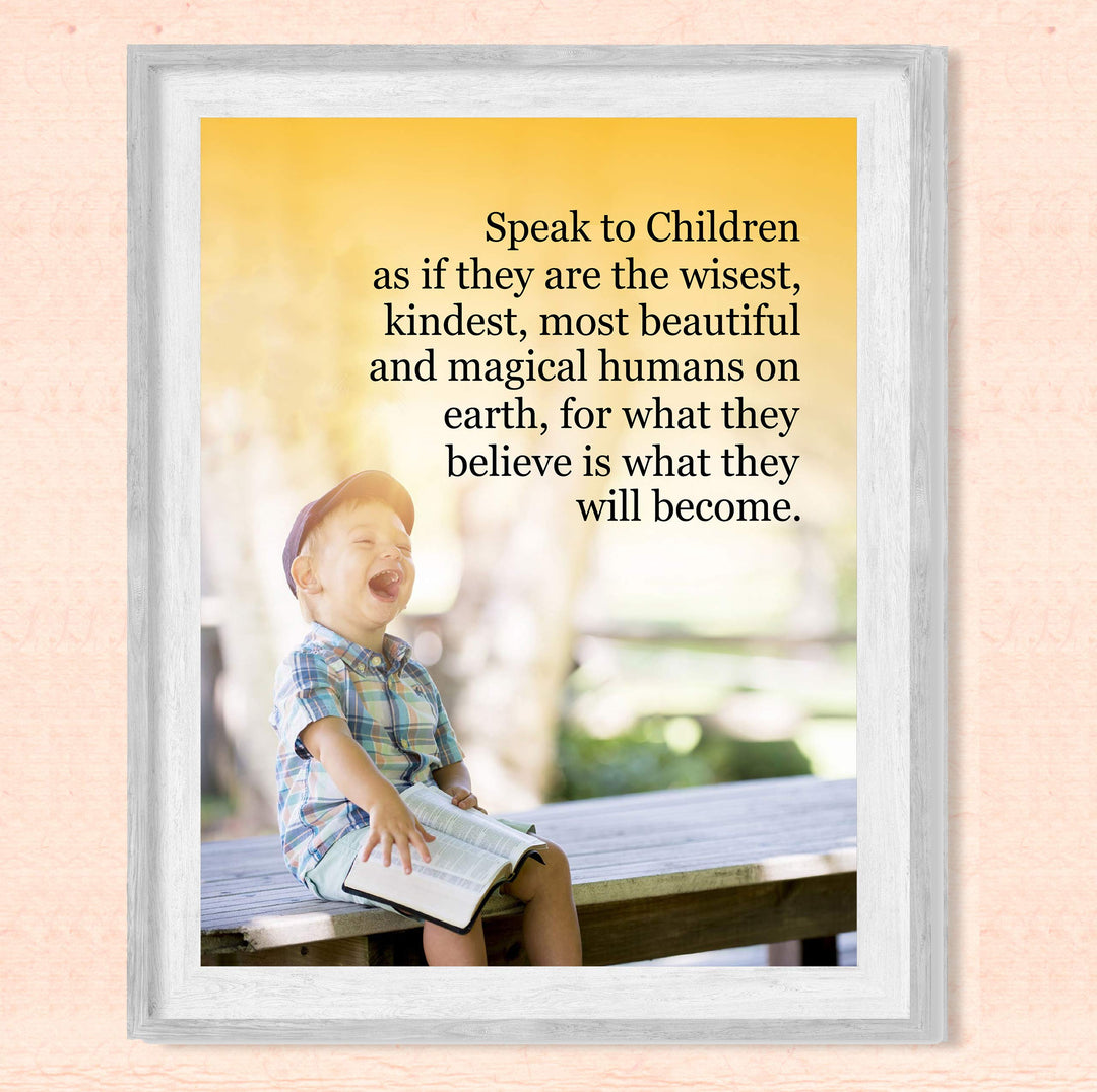 Speak to Children Wisely- Inspirational Wall Art- 8 x 10 Print Wall Art D?cor Ready to Frame. Nursery Decor, Bathroom Decor &amp; Bedroom Wall Art. Perfect Reminder for Great Parenting.
