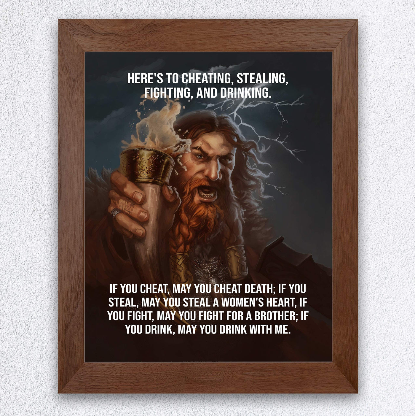 If You Drink, May You Drink With Me Funny Viking Sign -8 x 10" Rustic, Old World Wall Art Print-Ready to Frame. Nordic Drinking Sign for Home-Office-Bar-Man Cave-Pub Decor. Makes a Great Gift!