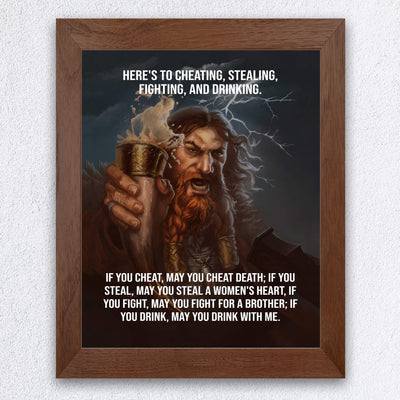 If You Drink, May You Drink With Me Funny Viking Sign -8 x 10" Rustic, Old World Wall Art Print-Ready to Frame. Nordic Drinking Sign for Home-Office-Bar-Man Cave-Pub Decor. Makes a Great Gift!