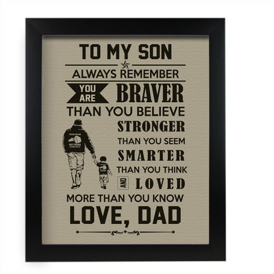 To My Son, You Are Loved-Dad Motivational Family Wall Art -11 x 14" Inspirational Wall Decor w/Father & Boy Silhouette Image-Ready to Frame. Perfect Keepsake for All Sons. Great Graduation Gift!