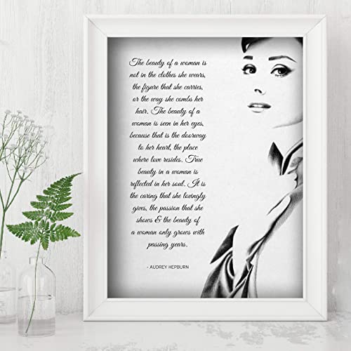 "The Beauty of a Woman"-Audrey Hepburn Quotes- 8 x 10"