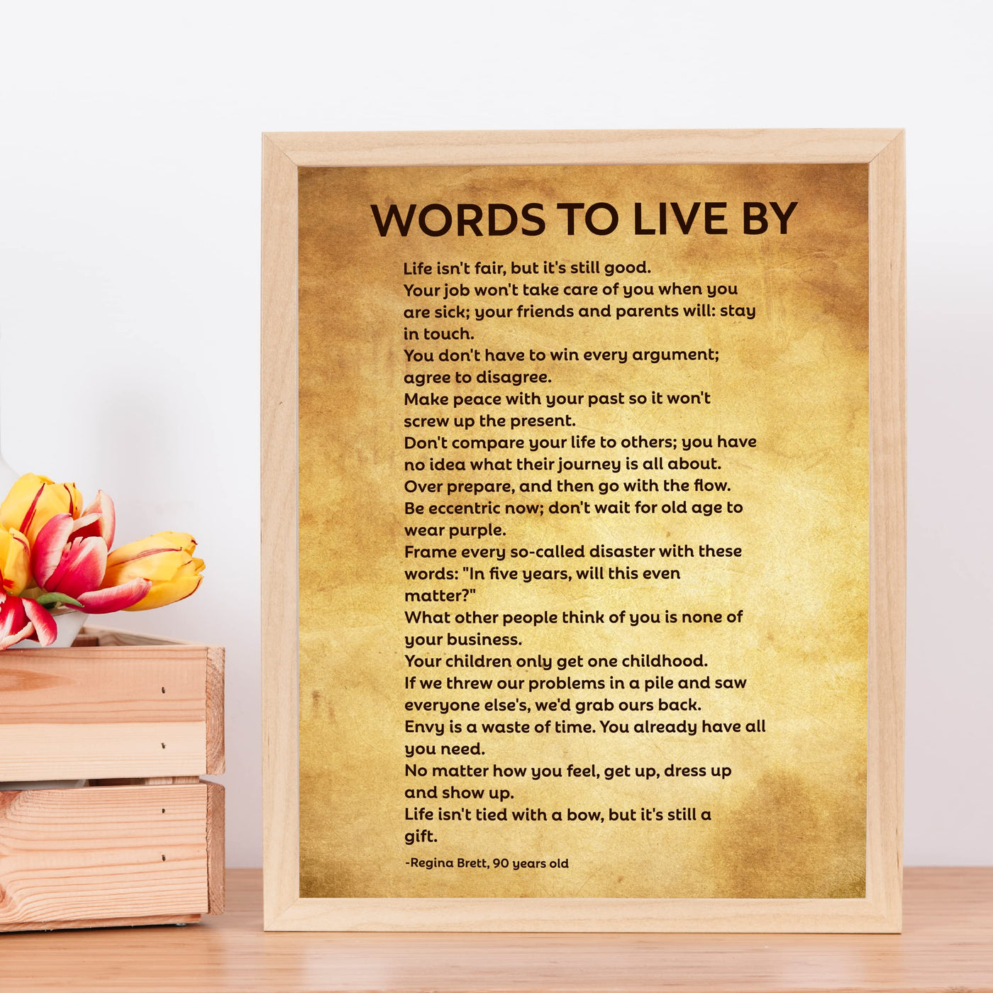 Words To Live By Motivational Quotes Wall Sign -11 x 14" Modern Inspirational Art Print -Ready to Frame. Great Sign for Home-Office-School Decor. Perfect Life Lessons for All!