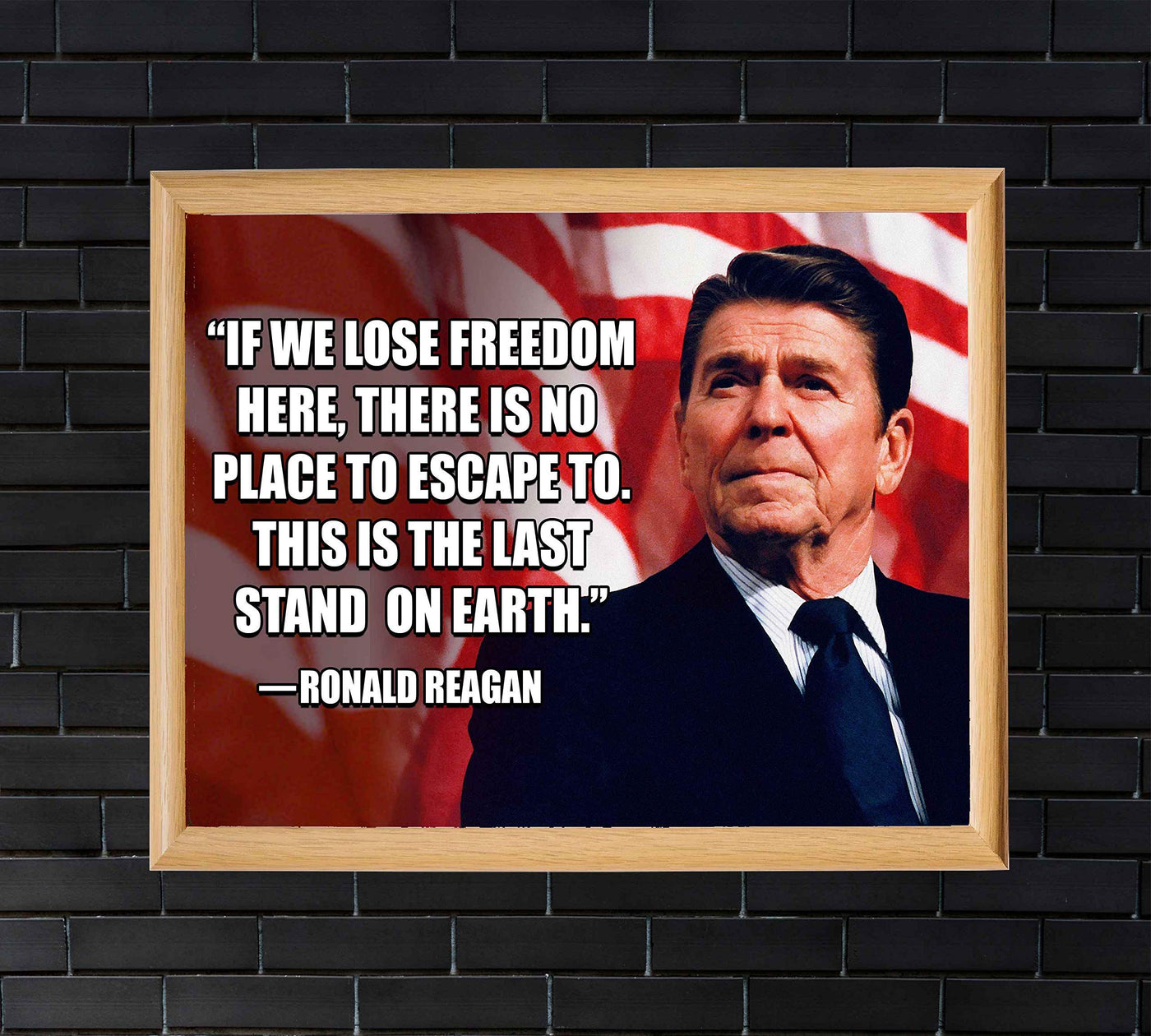 Ronald Reagan Quotes-"The Last Stand On Earth"-Political Wall Art Print- 10 x 8" Patriotic American Flag Poster Print w/Reagan Portrait-Ready to Frame. Perfect Home-Office-School-Library D?cor.