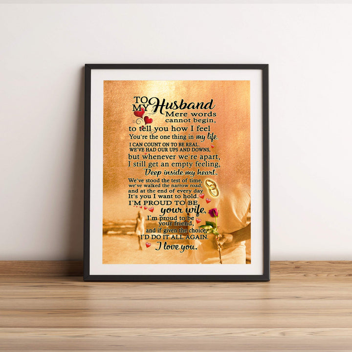 To My Husband-I Love You-Poetic Wall Art Decor-11 x 14" Love &amp; Marriage Poem Print-Ready to Frame. Romantic Gift for Spouse-Partner-Newlyweds. Perfect for Wedding-Anniversary-Father&
