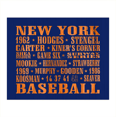 "Baseball-New York Mets"-Retro Sports Wall Art Decor- 10 x 8"