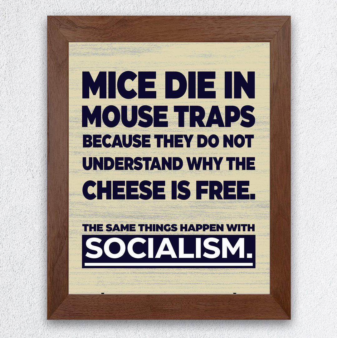 ?The Same Things Happen With Socialism?-8 x 10" Conservative Wall Art Print-Ready to Frame. Typographic Decor for Home-Office-Classroom-Library. Great Reminder &amp; Political Gift!