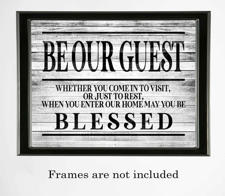 Be Our Guest-May You Be Blessed- Wall Art Sign- 14 x 11"-Ready to Frame. Distressed Wood Replica Wall Print. Perfect Home-Guest Room-Cabin-B&amp;B-Lake-Beach House Decor. Inviting Message for Guests!