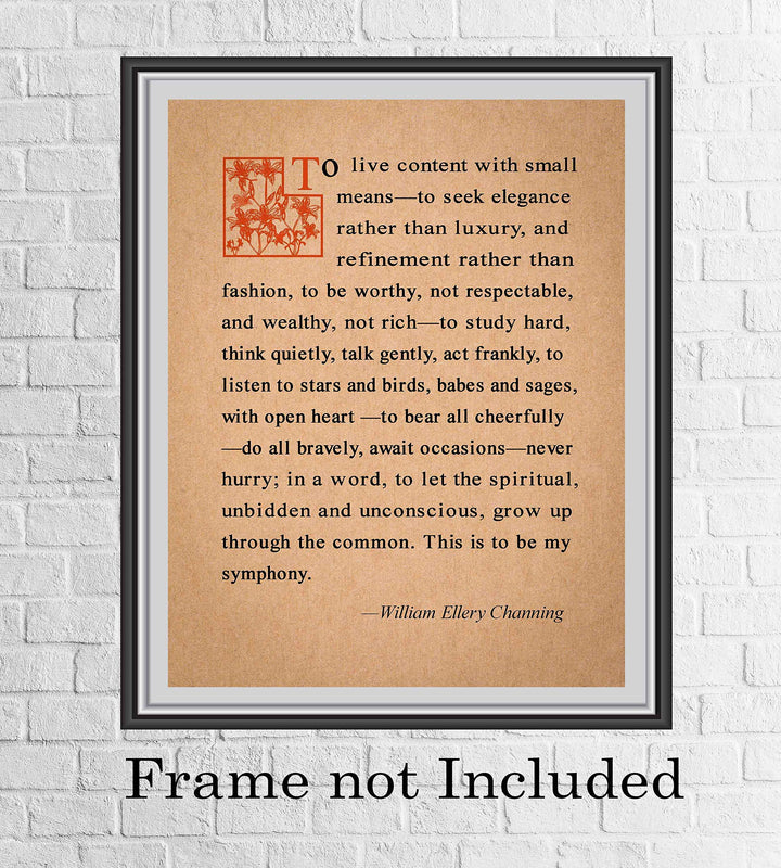 William Ellery Channing-"This Is To Be My Symphony"-Inspirational Poem Page Print- 8 x 10" Distressed Poetic Wall Art-Ready to Frame. Home-Office-Study-School Decor. Great Gift for Poetry Fans!