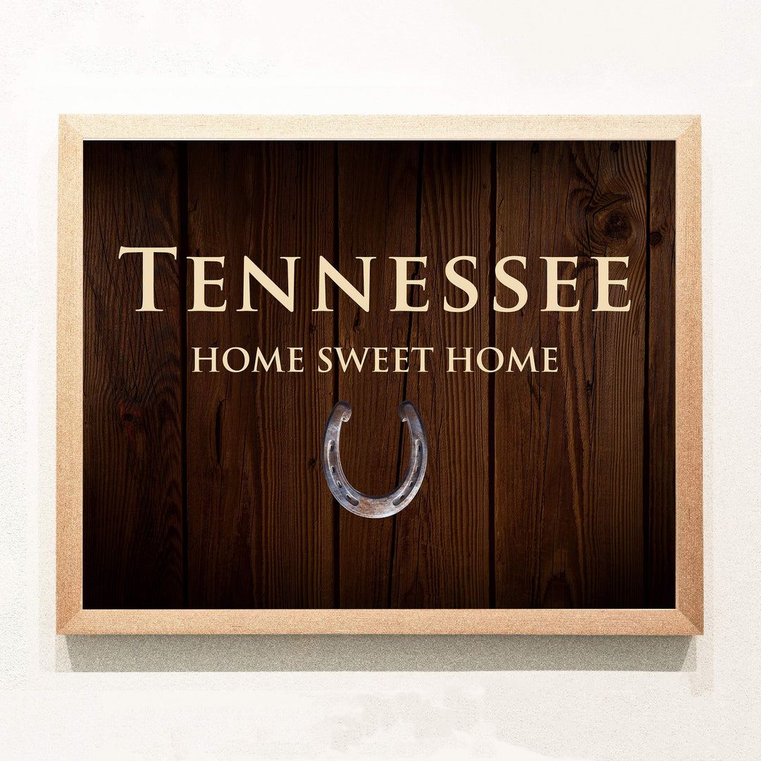 Tennessee-Home Sweet Home State Wall Decor -10 x 8" Country Rustic Family Art Print-Ready to Frame. Home-Office-Welcome-Farmhouse Decor. Perfect Southern Housewarming Gift! Printed on Photo Paper.