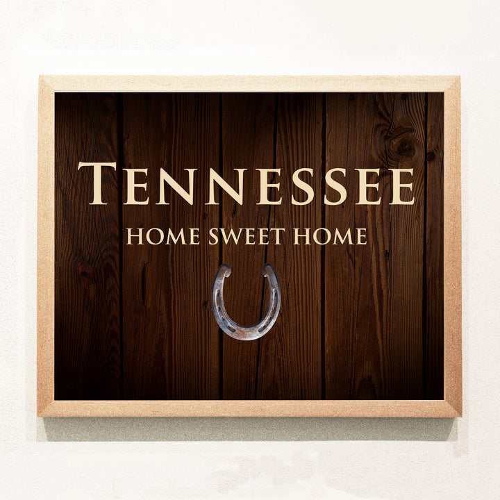 Tennessee-Home Sweet Home State Wall Decor -10 x 8" Country Rustic Family Art Print-Ready to Frame. Home-Office-Welcome-Farmhouse Decor. Perfect Southern Housewarming Gift! Printed on Photo Paper.