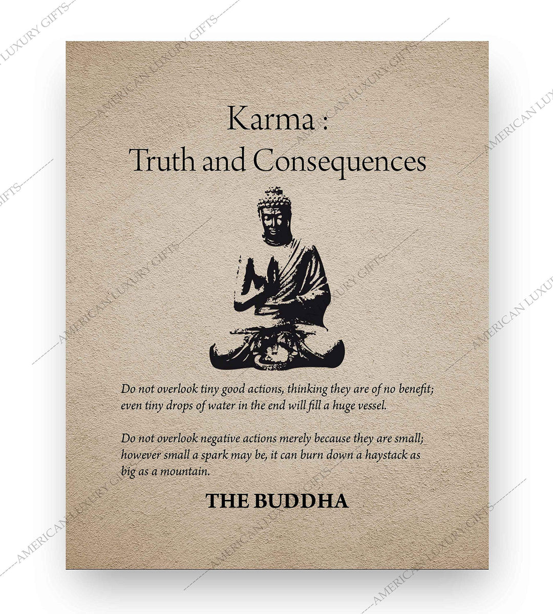Buddha-"Karma-Truth &amp; Consequences" Spiritual Quotes Wall Art- 8 x 10" Modern Inspirational Wall Print with Buddha Image-Ready to Frame. Home-Studio-Office D?cor. Great Zen Gift &amp; Reminders on Karma!
