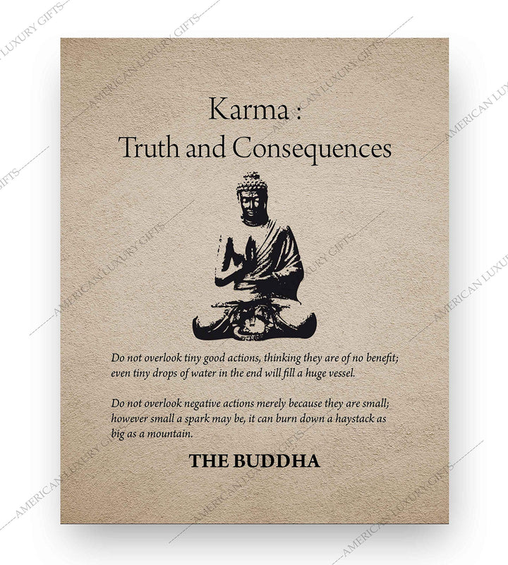 Buddha-"Karma-Truth &amp; Consequences" Spiritual Quotes Wall Art- 8 x 10" Modern Inspirational Wall Print with Buddha Image-Ready to Frame. Home-Studio-Office D?cor. Great Zen Gift &amp; Reminders on Karma!