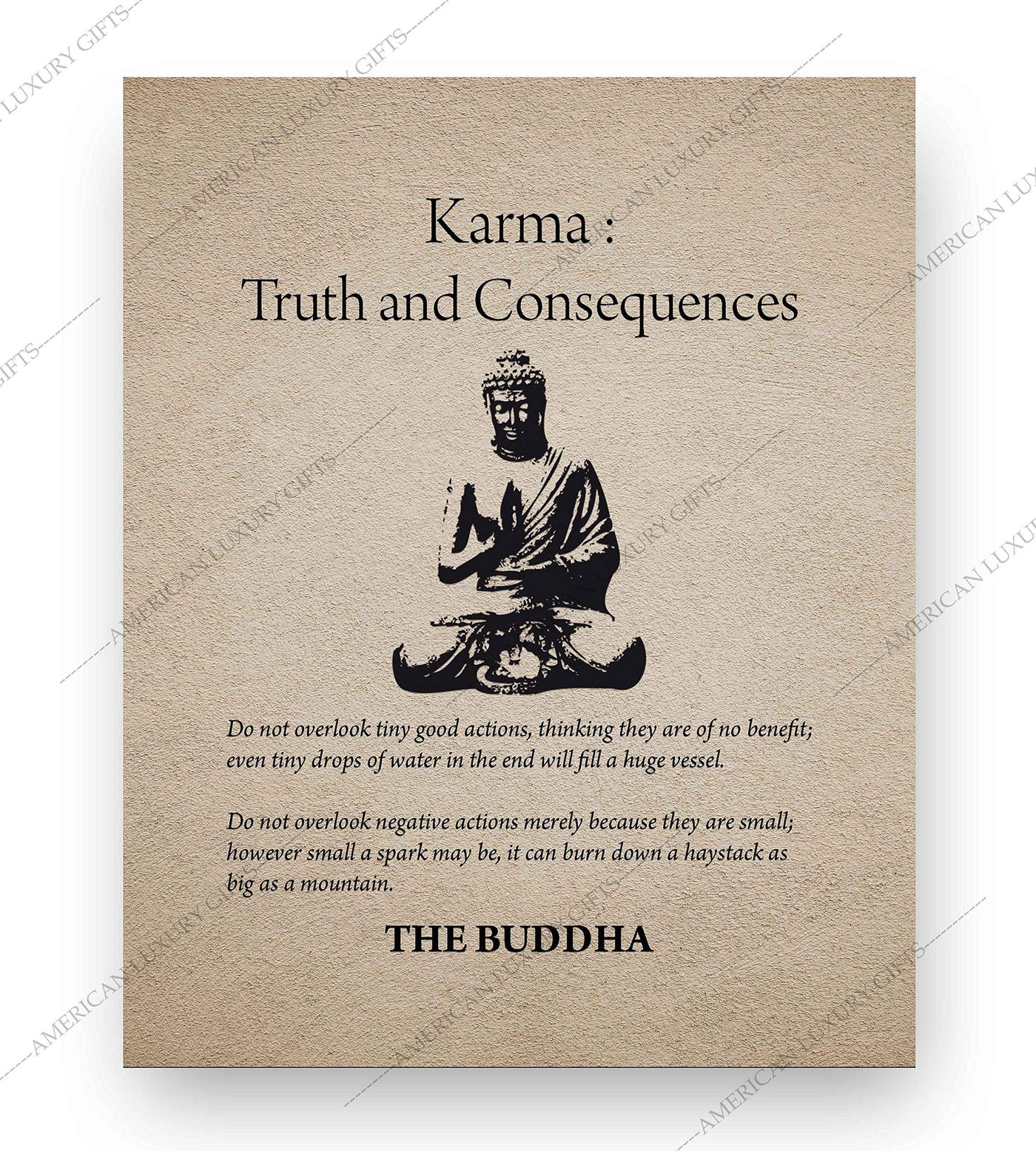 Buddha-"Karma-Truth & Consequences" Spiritual Quotes Wall Art- 8 x 10" Modern Inspirational Wall Print with Buddha Image-Ready to Frame. Home-Studio-Office D?cor. Great Zen Gift & Reminders on Karma!